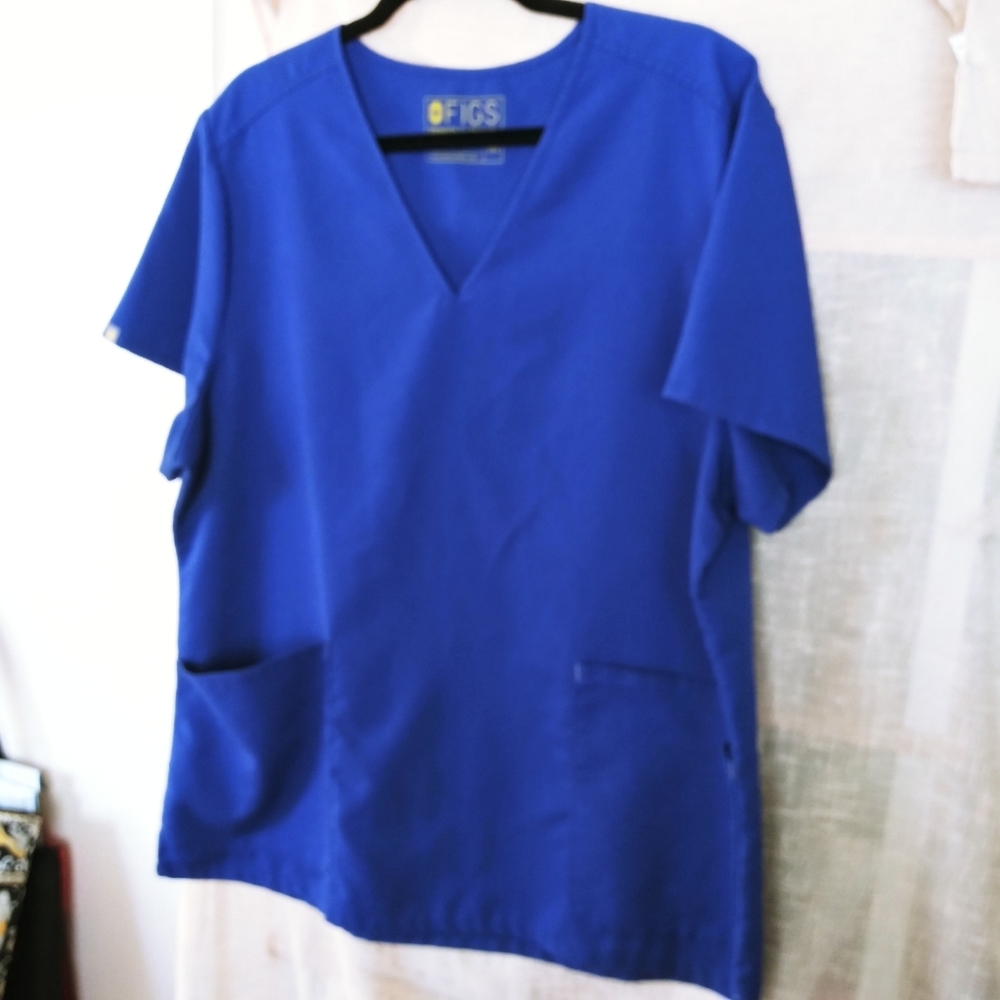 FIGS 2X Women Blue Isabela Scrub Top Shirt